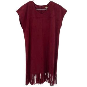 Gianni Bini Suede Marcy Dress Medium Burgundy